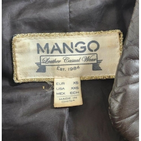 Mango Leather Jacket XXS / Brown with Gold Hardware - Biker Style - Picture 7 of 13